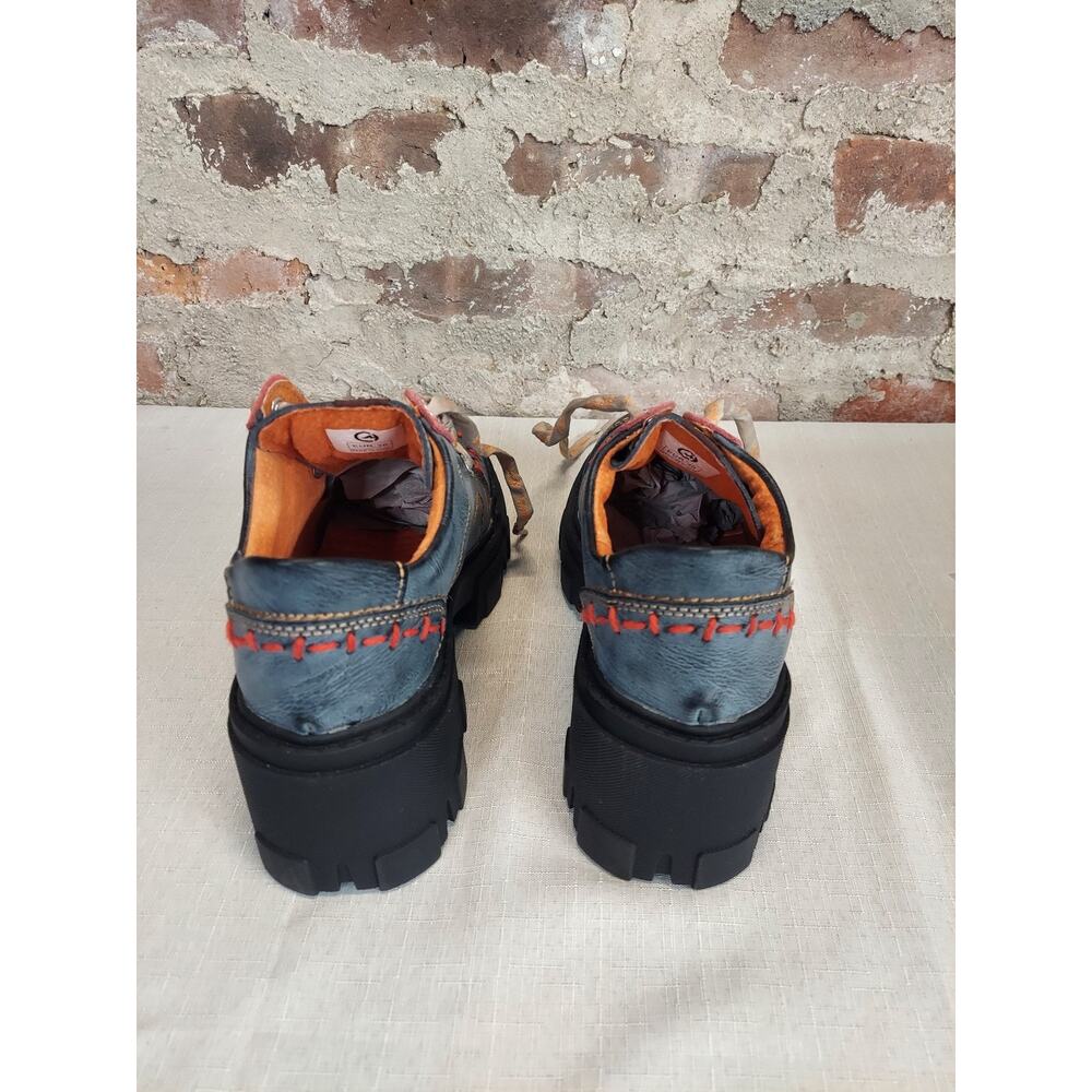 TMA Eyes Womens Distressed Blue Chunky Platform Oxford Shoes Size 38 Womens 7.5 - Picture 5 of 8